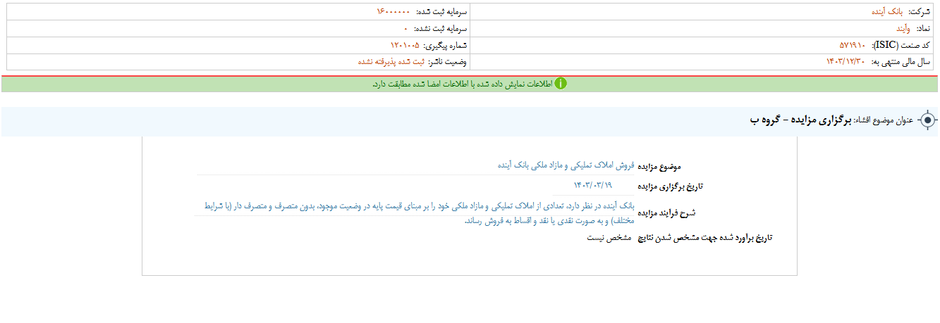 وآیند مزایده برگزار می کند