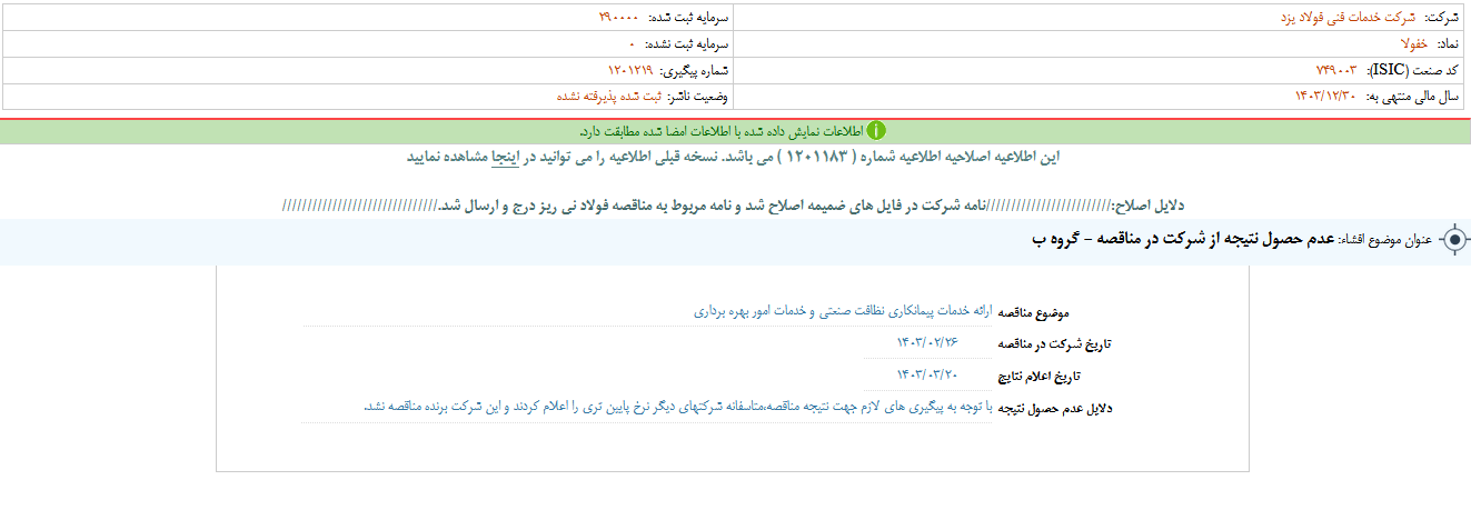 خفولا از مناقصه نتیجه ای نگرفت 