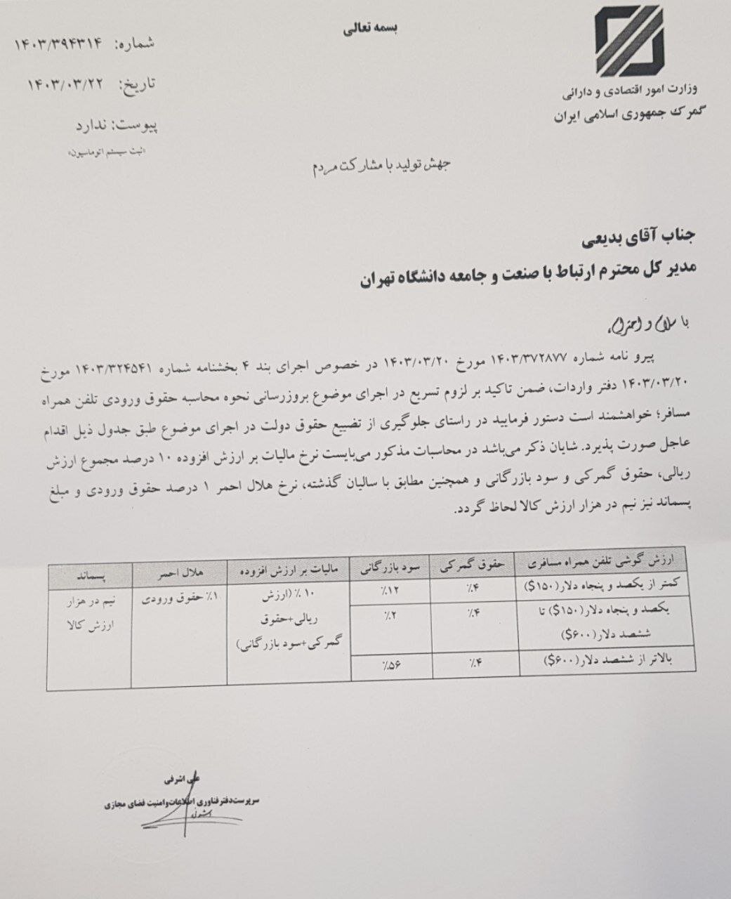 اعلام نرخ حقوق ورودی جدید گوشی های مسافری