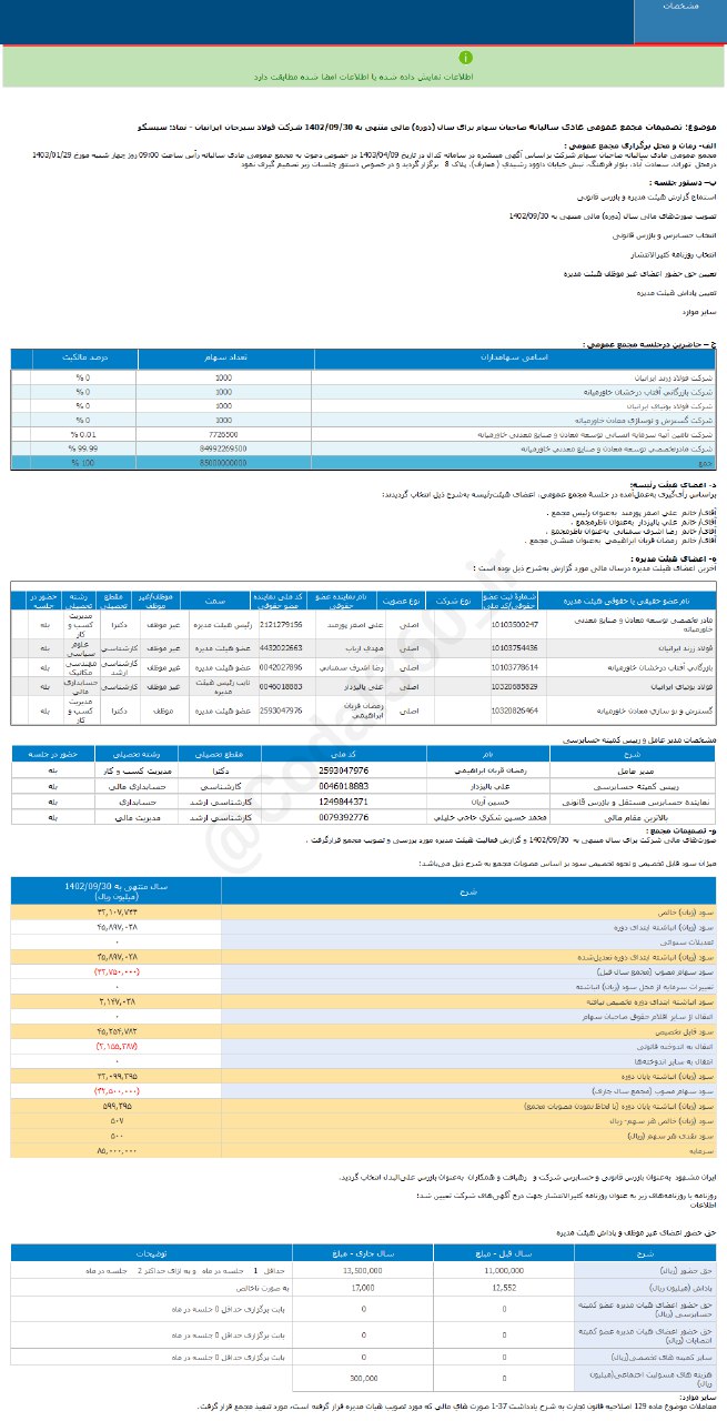سیسکو ۵۰۰ ریال سود نقدی به سهامداران داد
