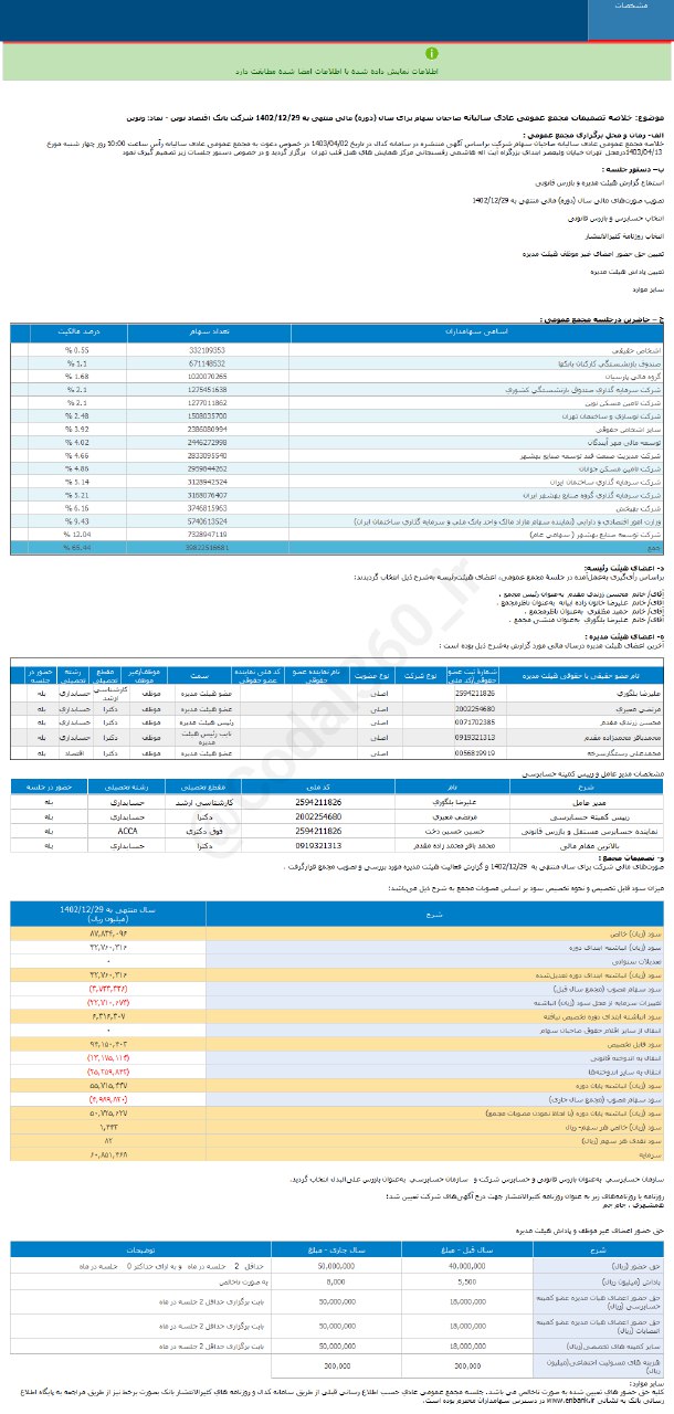 ونوین ۸۲ ریال سود محقق کرد