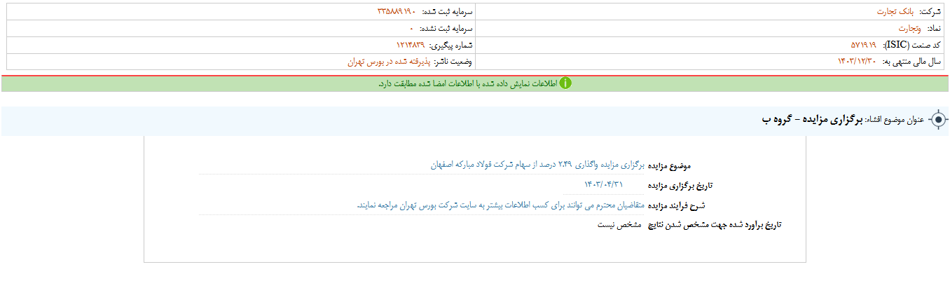 وتجارت سهام  فولاد مبارکه را واگذار می کند