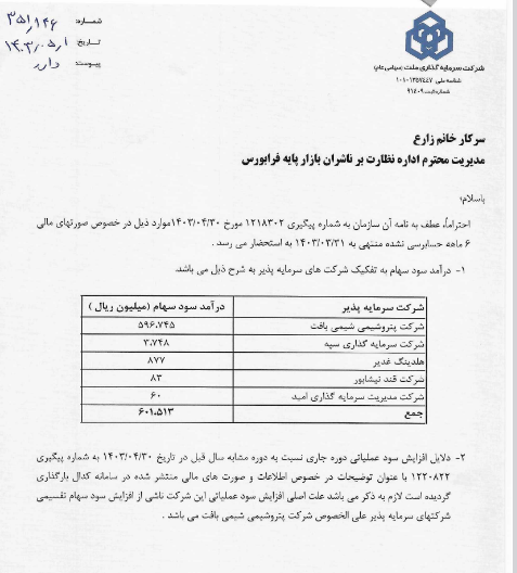 توضیحات وملت درباره صورت های مالی