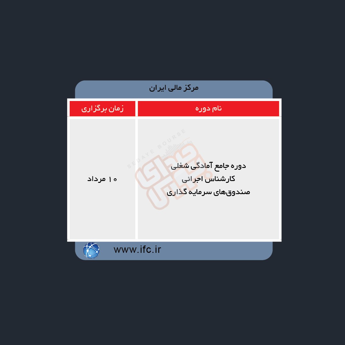 دوره های آموزش مالی در هفته آینده