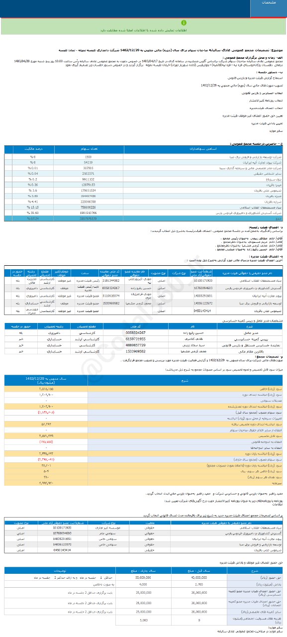 «تلیسه» در یکسال چقدر سود محقق کرد؟