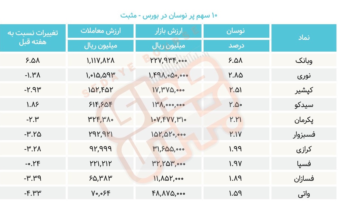 سبقت گرفتگان هفته در رالی بورس