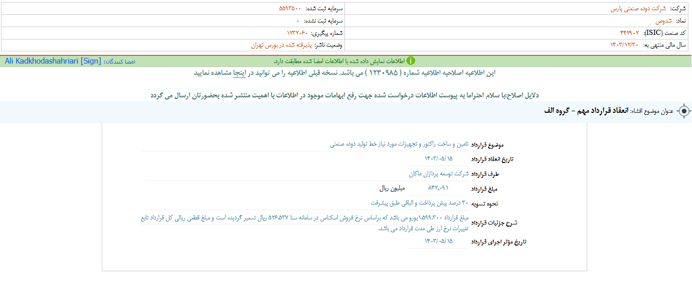 انعقاد یک قرارداد مهم برای شدوص