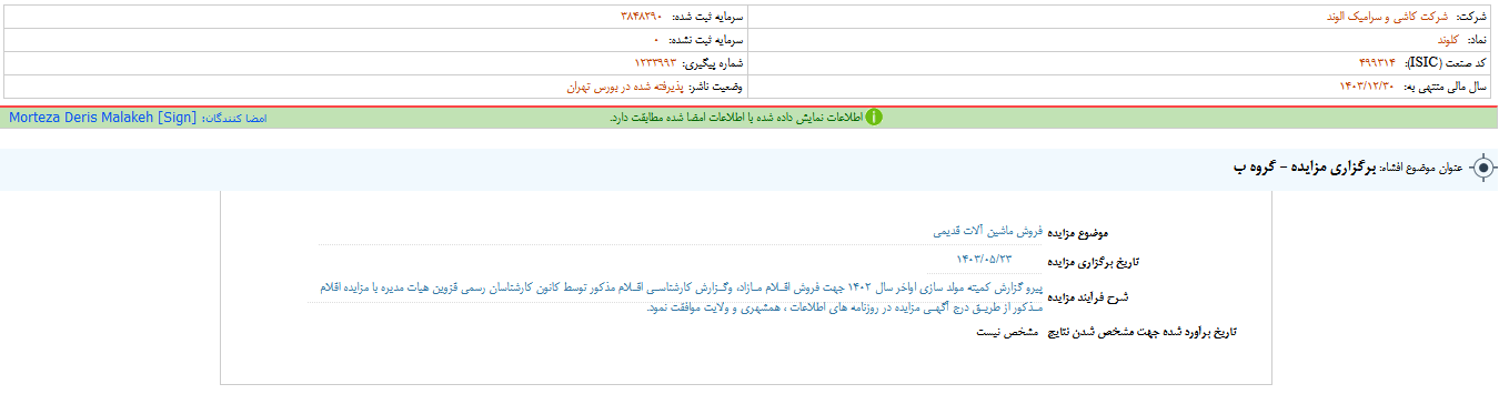 کلوند مزایده برگزار می کند