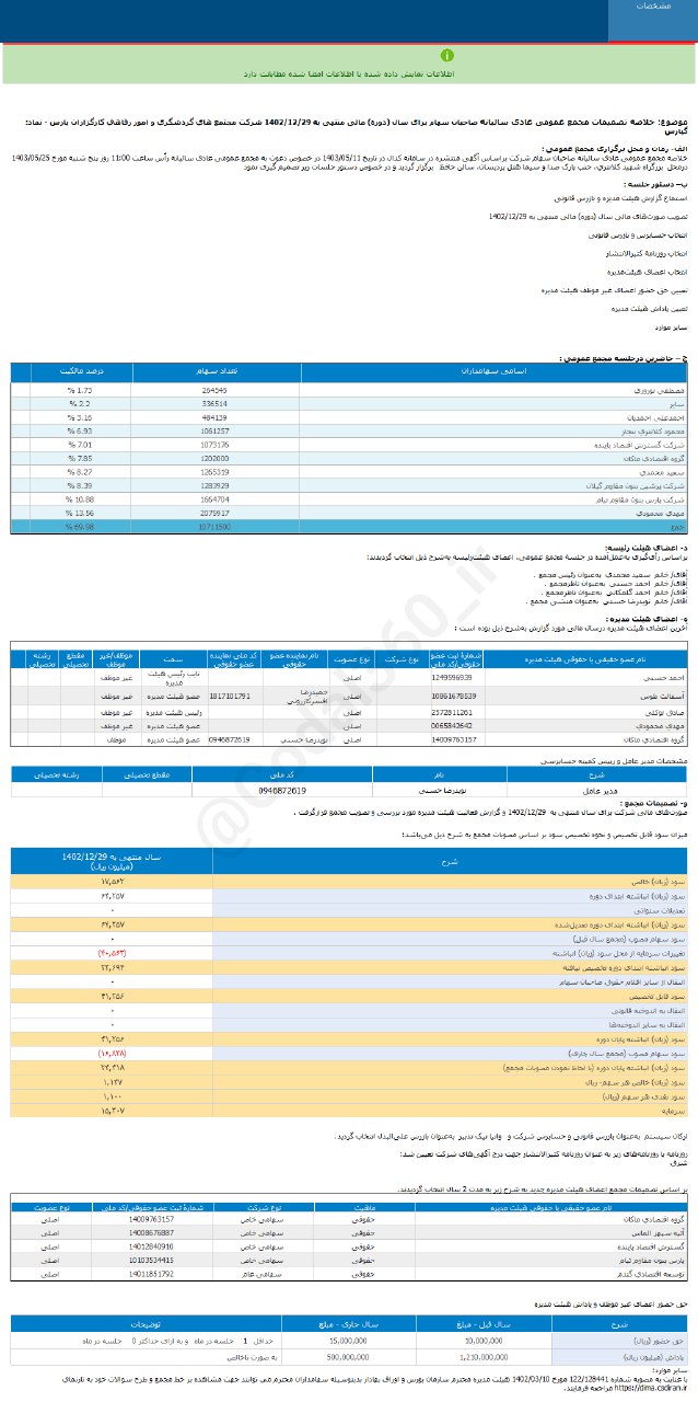سود هر سهم گپارس چقدر است؟