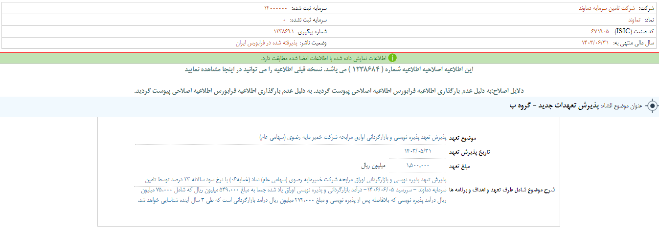 پذیرش تعهدات جدید تماوند