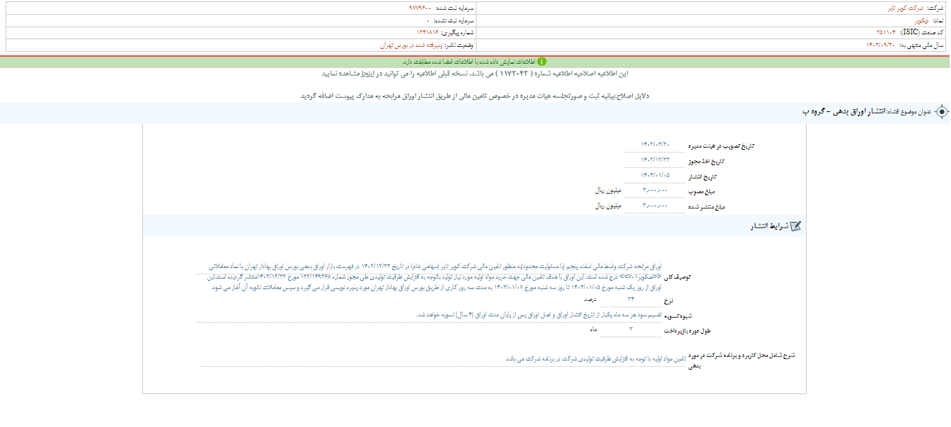 انتشار اوراق بدهی پکویر