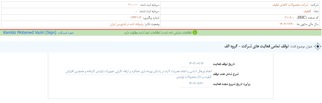 توقف فعالیت «لطیف» 