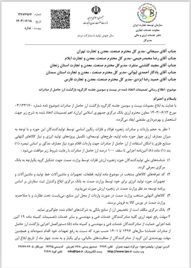 صادرات فولاد از نیما برید + سند