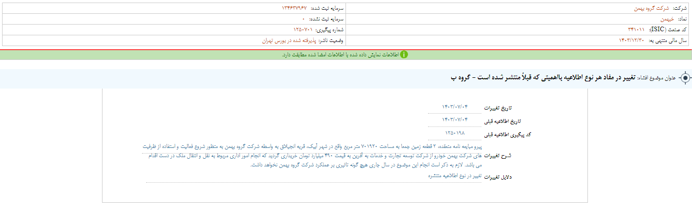 خرید ملک بر عملکرد خبهمن تاثیری ندارد