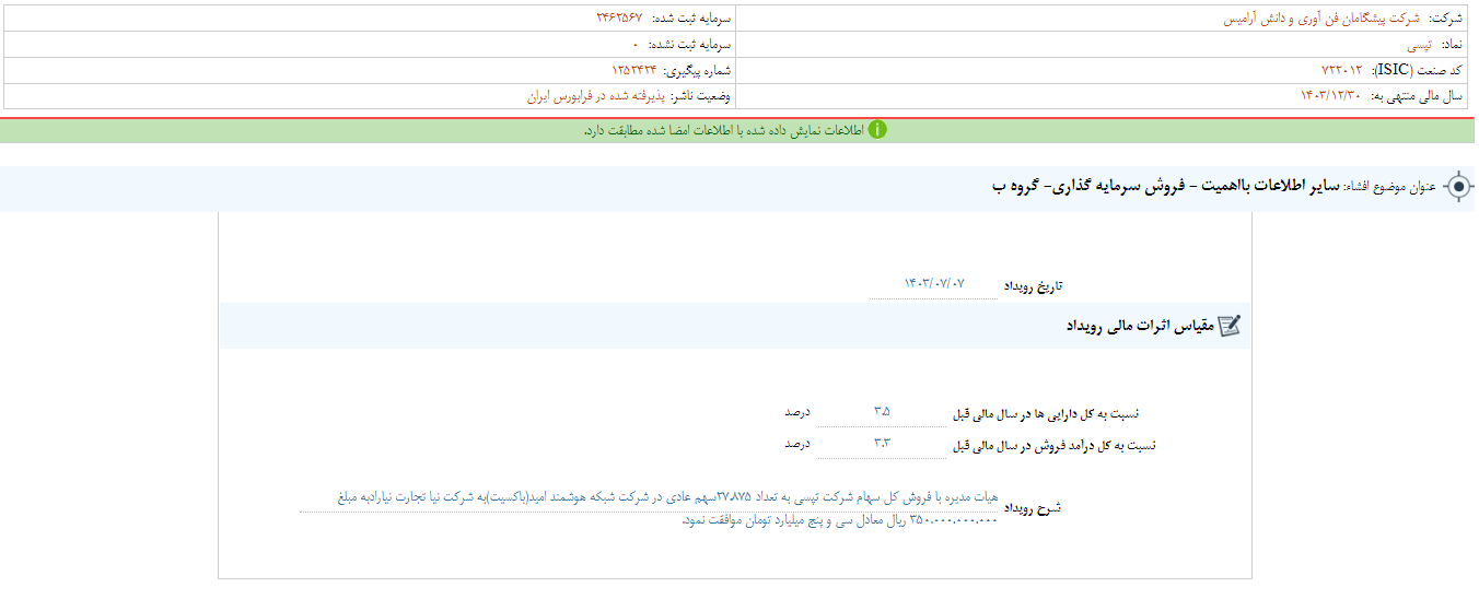 تپسی از فروش سرمایه گذاری ها خبر داد