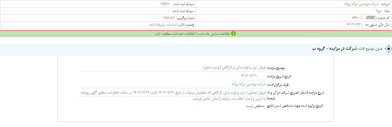 تپولا در مزایده شرکت می کند