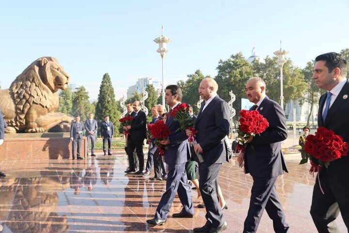 عکسی از قالیباف درحال ادای احترام به یک مقام خارجی