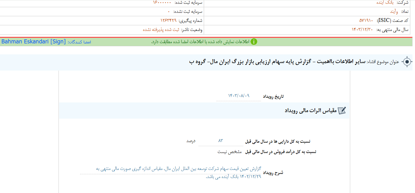 وآیند درباره تعیین قیمت سهام شفاف سازی کرد