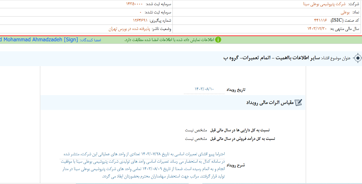 اتمام تعمیرات بوعلی را دوباره فعال کرد