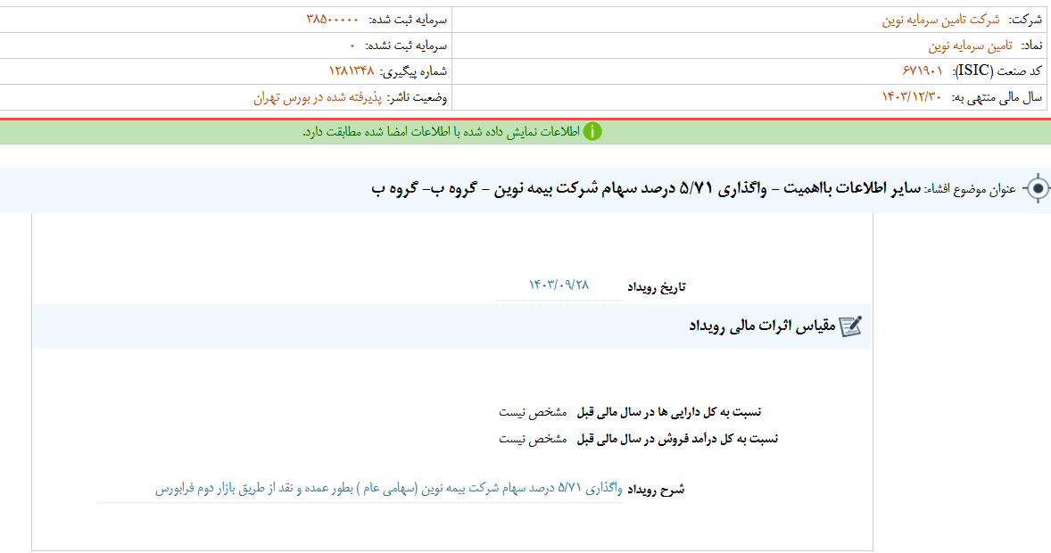 تنوین از واگذاری سهام خبر داد
