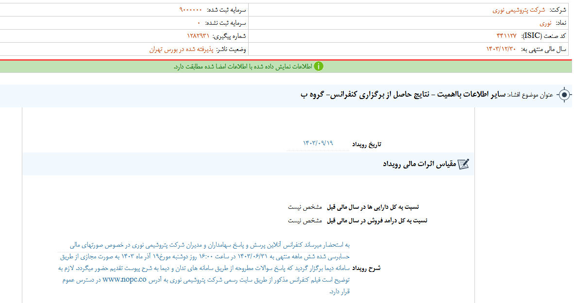 نتایج حاصل از برگزاری کنفرانس نوری