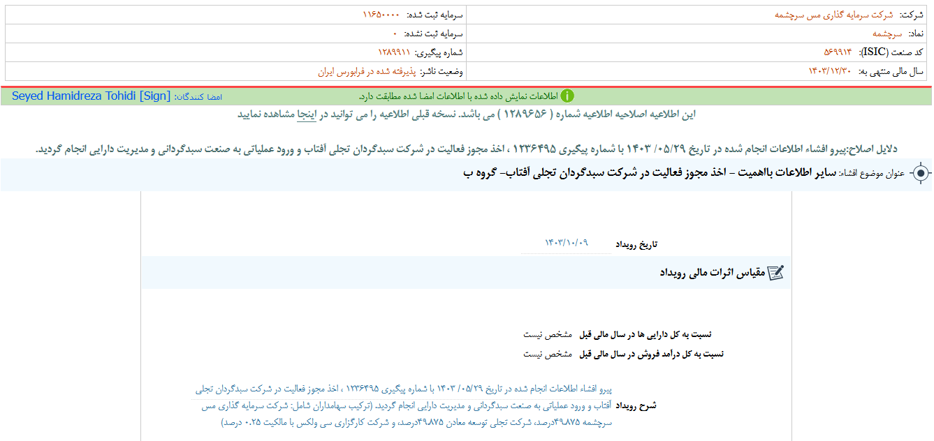 سرچشمه مجوز فعالیت در یک شرکت سبدگردانی گرفت