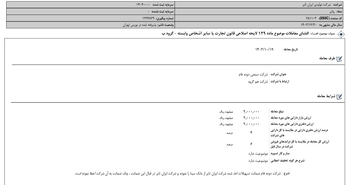 پتایر گزارش شفاف سازی منتشر کرد