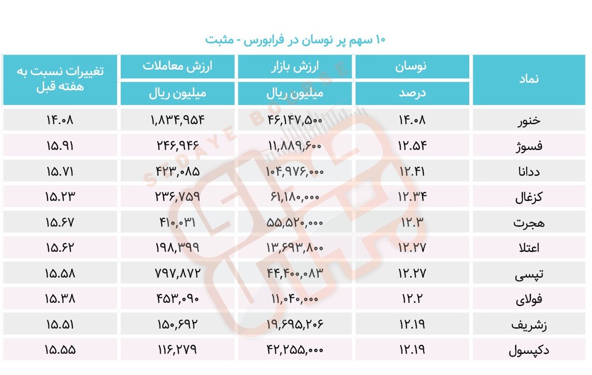 سبقت گرفتگان هفته در رالی بورس