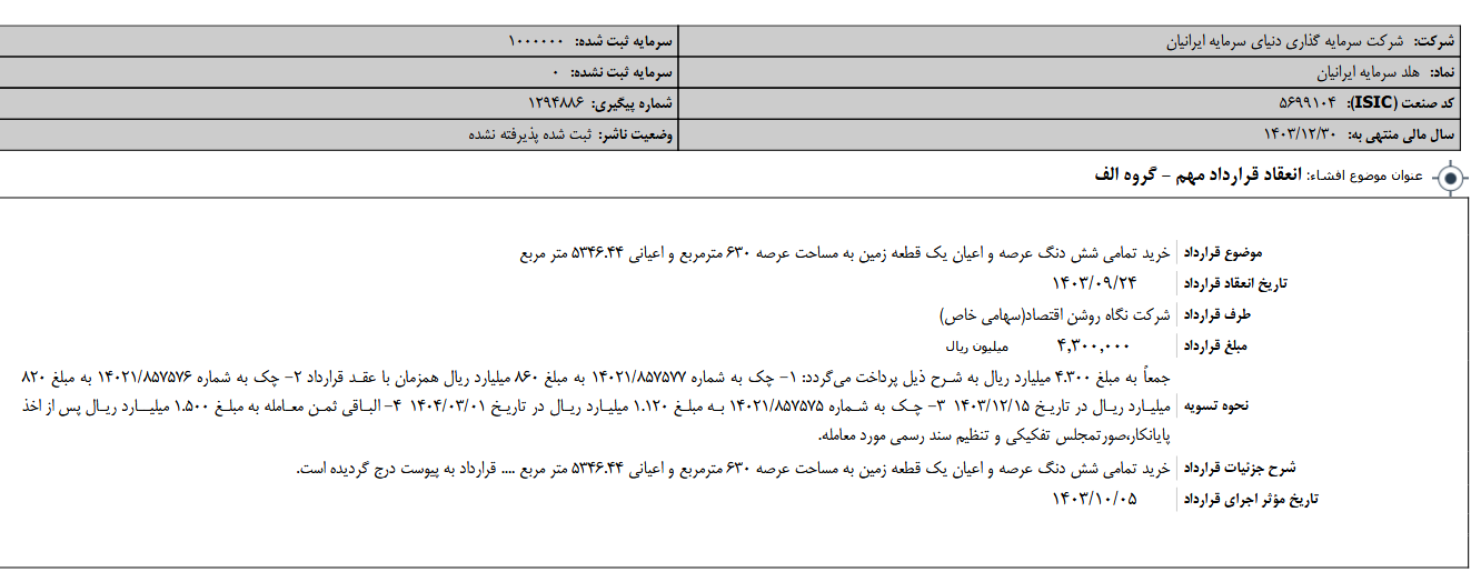 وسرمایه یک قرارداد مهم امضا کرد