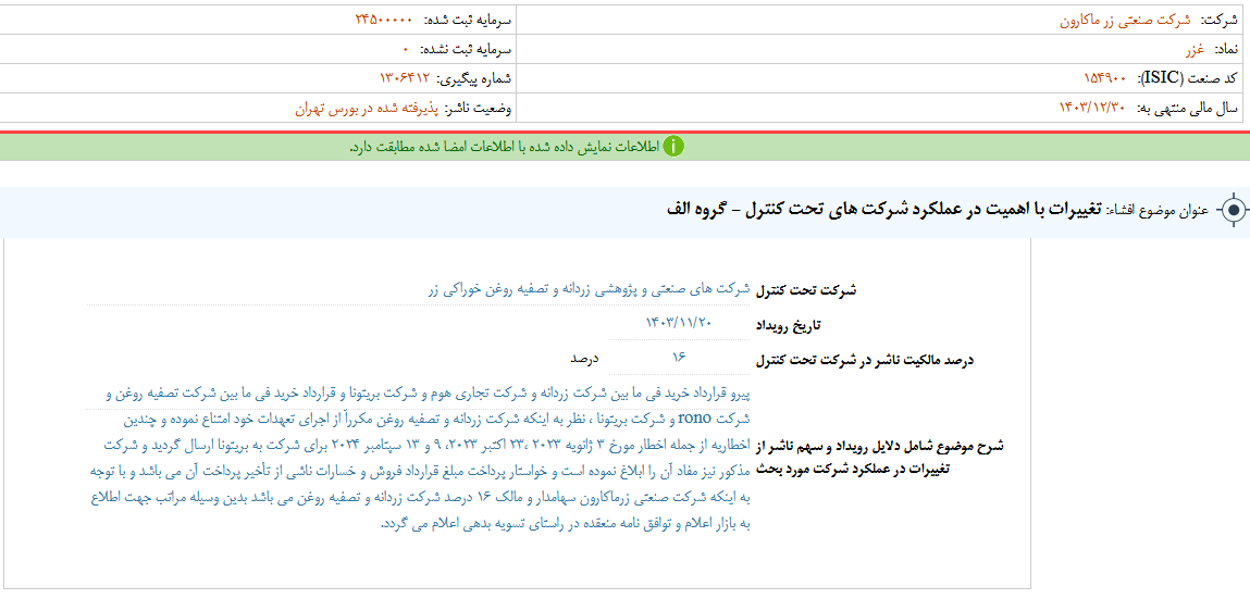 توضیحات غزر از تغییرات در عملکرد شرکت هایش