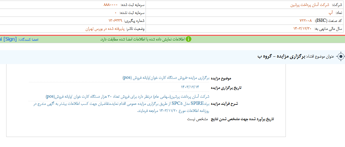 آپ مزایده برگزار می کند