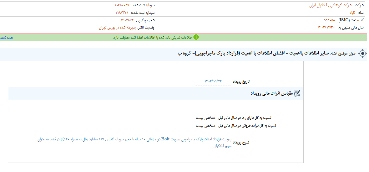آباد از قرارداد احداث پارک ماجراجویی خبر داد