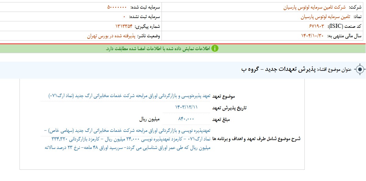 لوتوس از پذیرش تعهدات جدید خبر داد