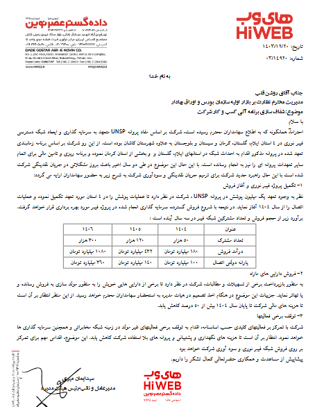 شفاف سازی های وب درباره برنامه کسب و کار آتی شرکت
