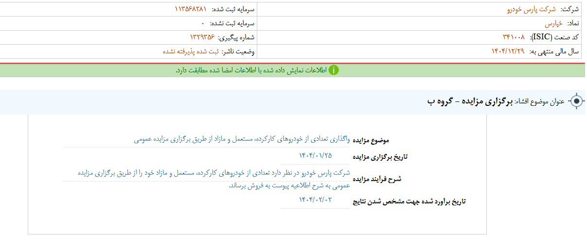 خپارس مزایده برگزار می کند