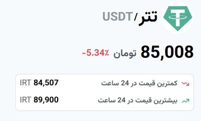 قیمت رمز ارز تتر امروز ۲۵ فروردین ۱۴۰۴