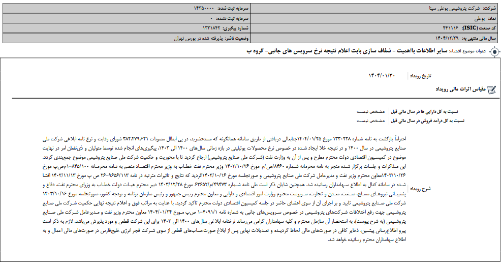 نتیجه نرخ سرویس های جانبی بوعلی اعلام شد