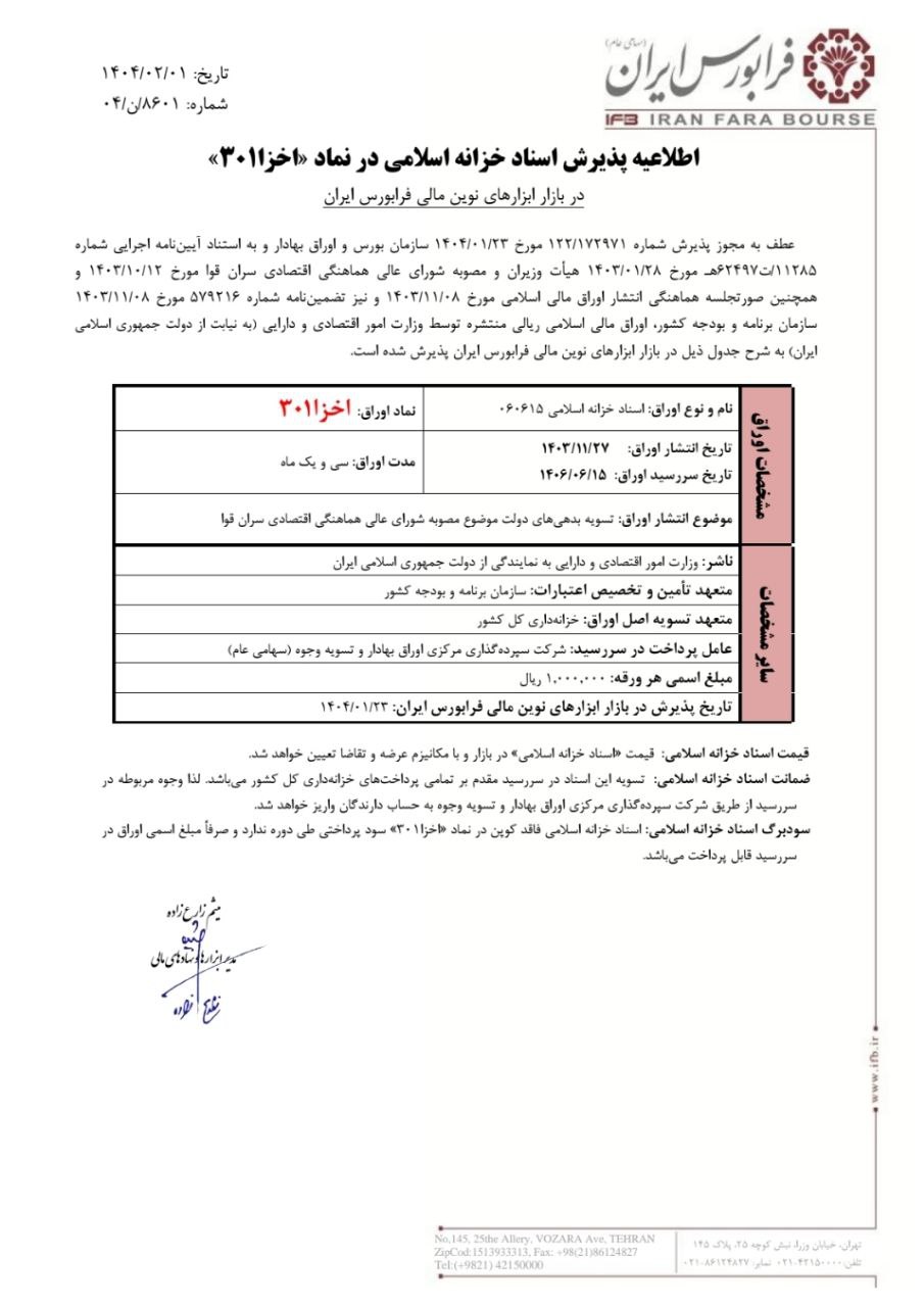 پذیرش اخزا در فرابورس