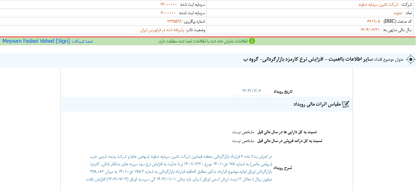 افزایش نرخ کارمزد بازارگردانی تماوند