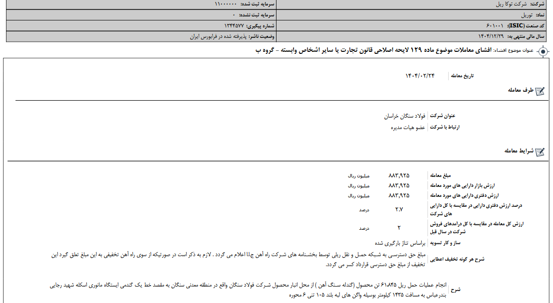 لایحه اصلاحی قانون تجارت توریل