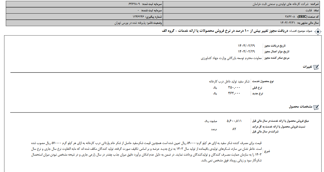 قثابت نرخ محصولات را تغییر می دهد