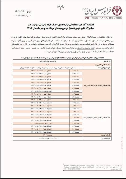 آغاز قراردادهای اختیار خرید و فروش فصبا از ۴ خردادماه