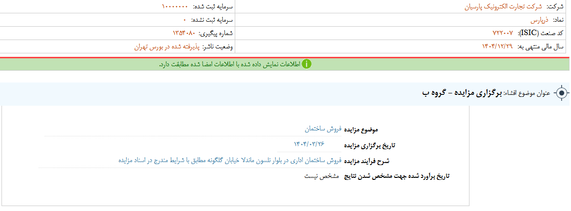 رتاپ مزایده برگزار می کند