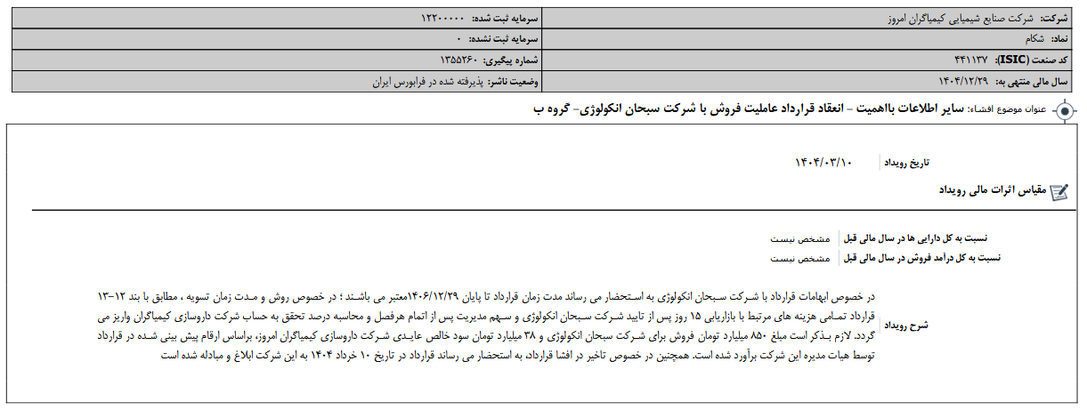شکام با دسانکو قرارداد بست