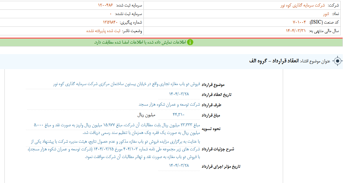 ثنور یک قرارداد جدید منعقد کرد