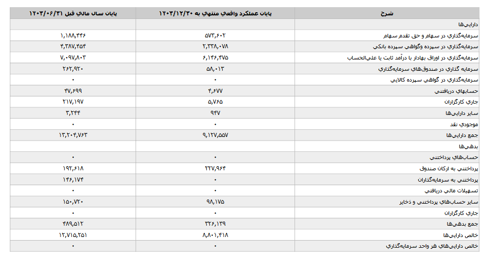 تصیمیم در ۶ ماهه چقدر سود خالص دارد؟