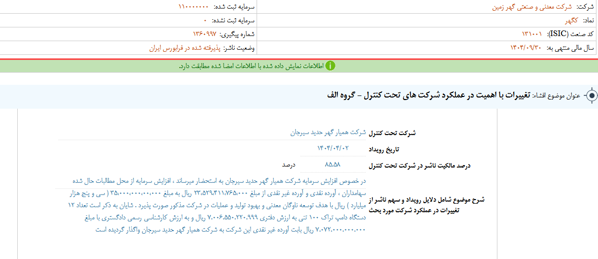 تغییرات با اهمیت در عملکرد کگهر