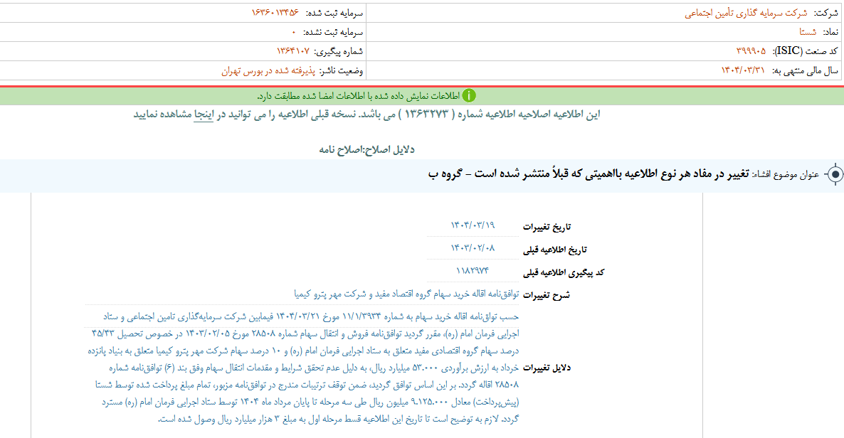 اطلاعیه های بااهمیت شستا تغییر کرد
