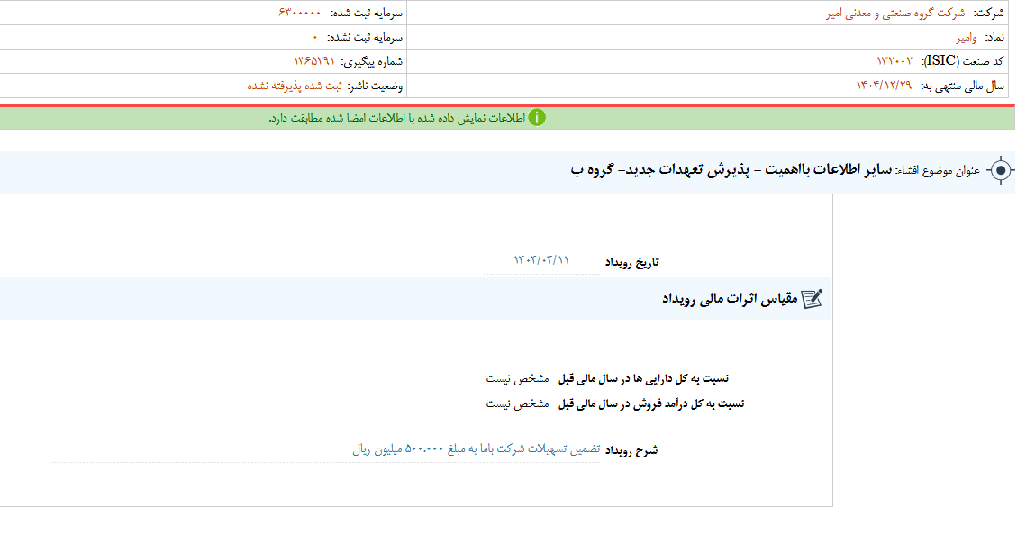 وامیر از پذیرش تعهدات جدید خبر داد