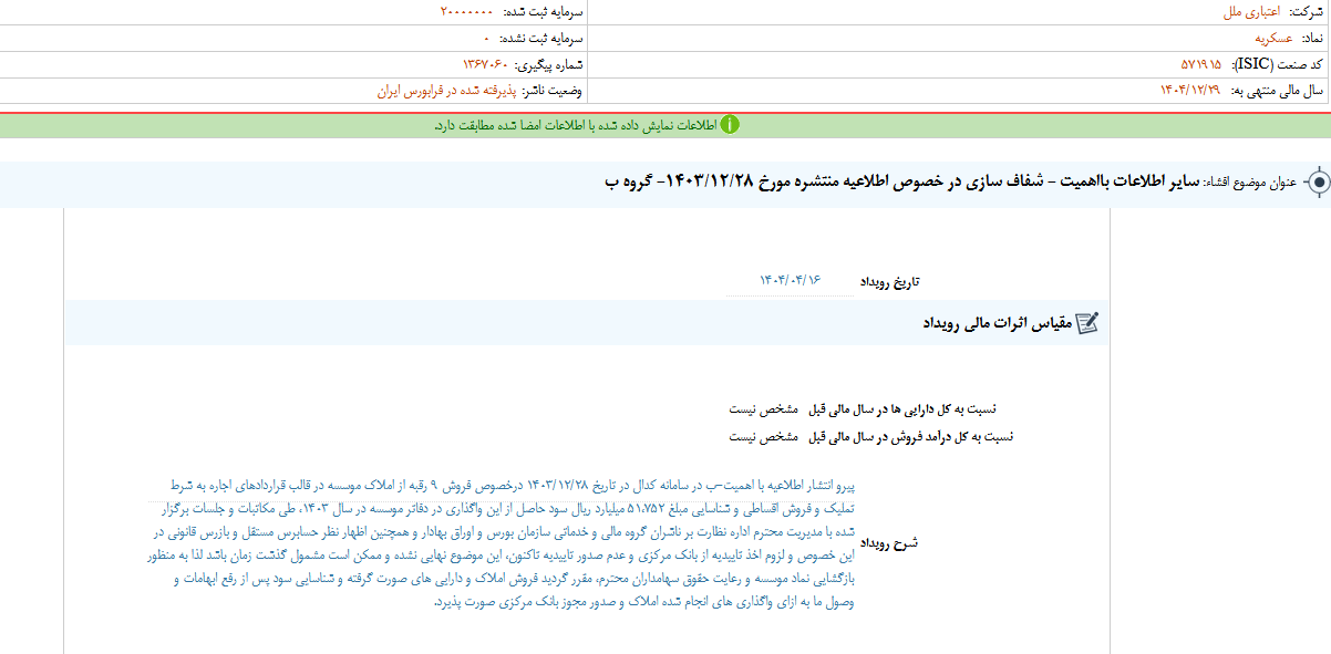 وملل گزارش شفاف سازی منتشر کرد